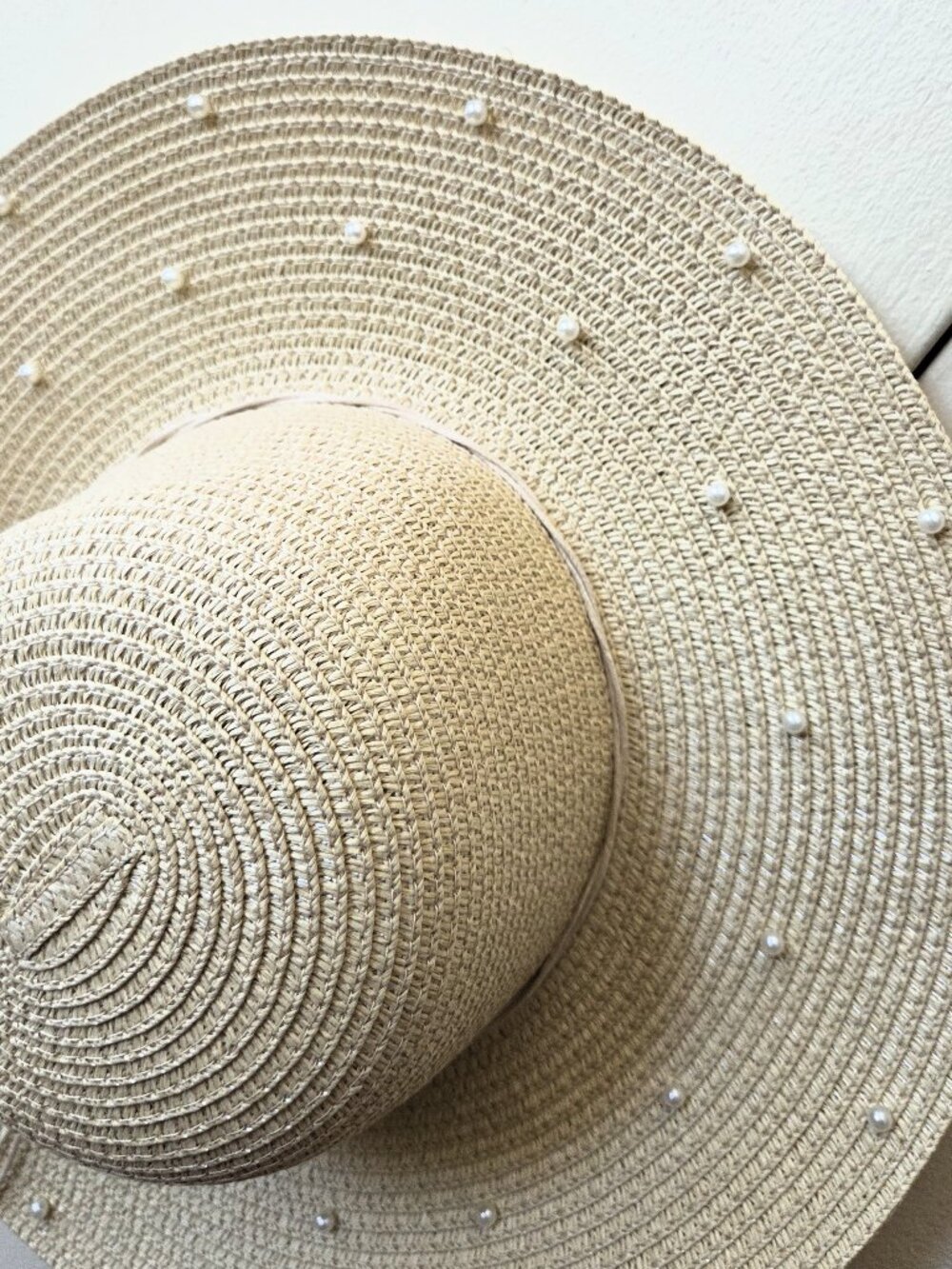 Renato Balestra - Italy - Straw Visor Summer Hat Embellished with Pearls NEW
